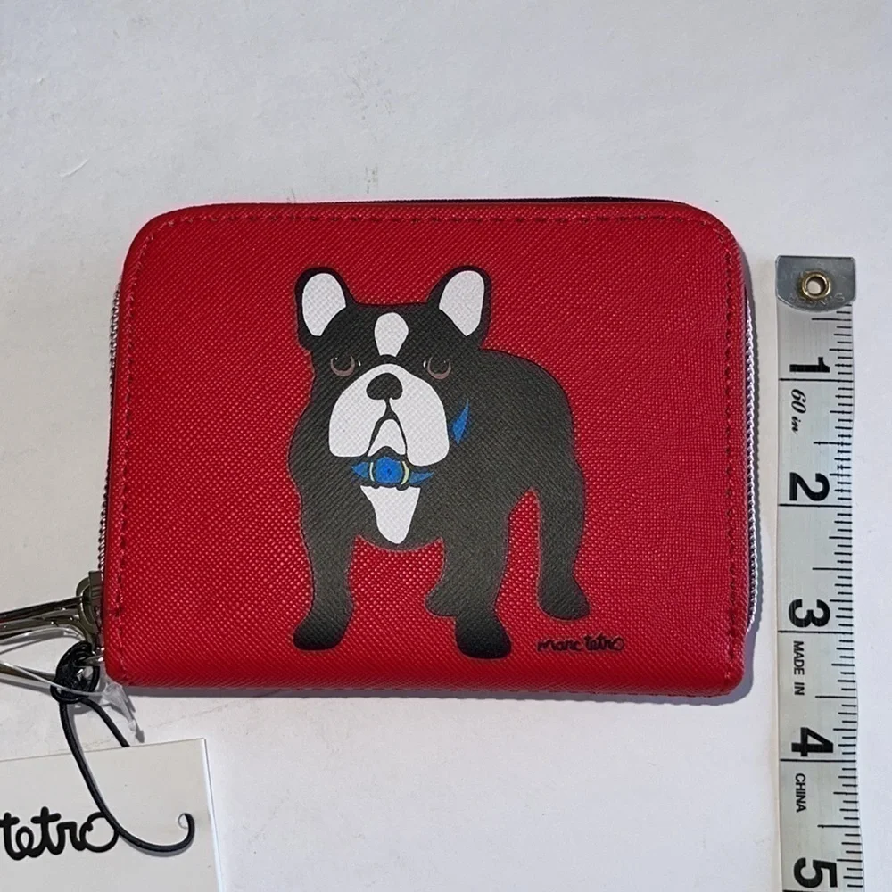 NWT Marc Tetro Red Boston Terrier Small Wristlet Wallet